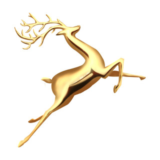 圣诞节圣诞麋鹿元素金色麋鹿雕像PNG素材